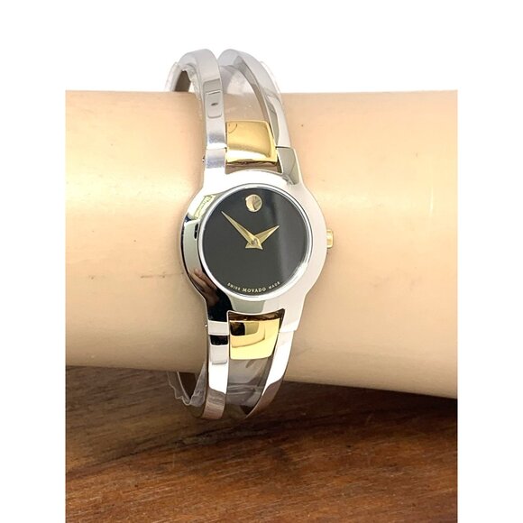 Movado Women\'s Watch 0606893 Amorosa Black Dial Swiss Quartz 24mm 2-Tone Bangle main image 11